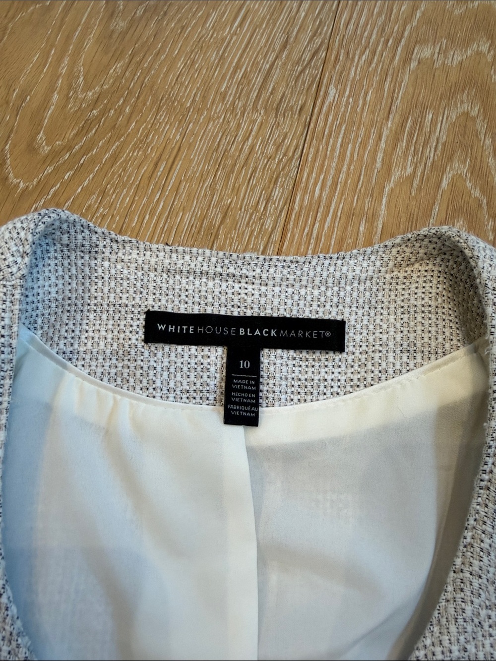 White House Black Market Textured Tweed Snap Front Moto Jacket Size 10 - Picture 7 of 11